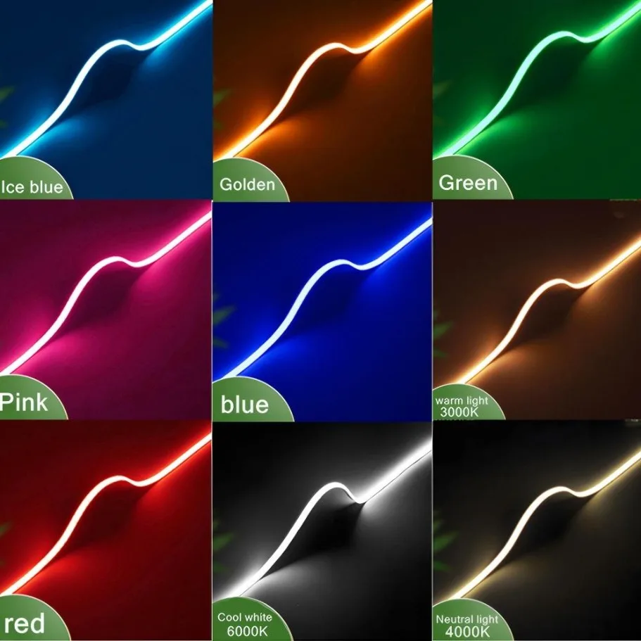 3mm Ultra Thin 12V Colorful COB LED Strip Dimmable 3000K 4000K 6000K High Density Flexible Light 400LEDs For DIY Home Decor Lamp