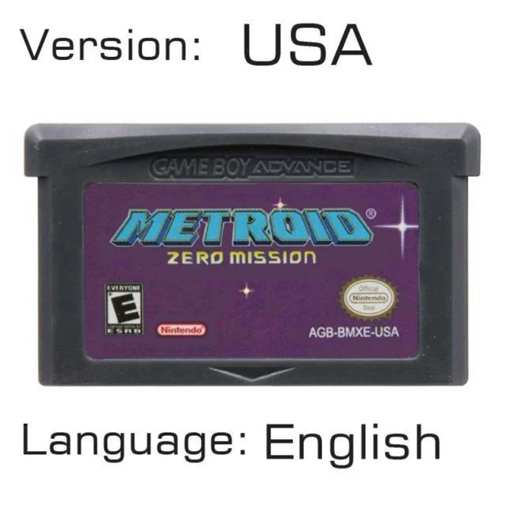 GBA Spielkonsolen-Spielkassette, 32-Bit-Video, Metroid-Serie, Fusion Zero Mission, US-Version, europäische Version. Klassische Nostalgie