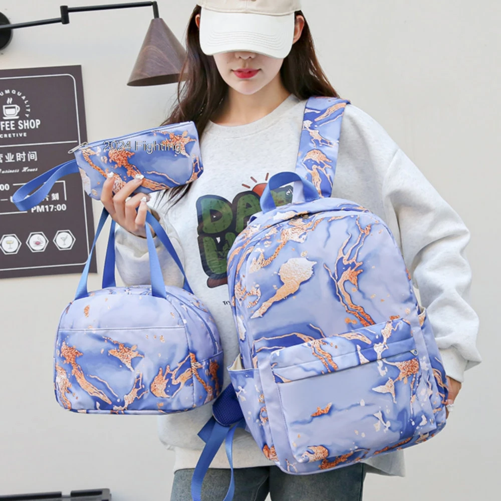 3 unids/set MINISO Lilo & Stitch mochila impresa estudiante adolescentes mochila adolescente niñas niños viaje gradiente Rampa Mochilas