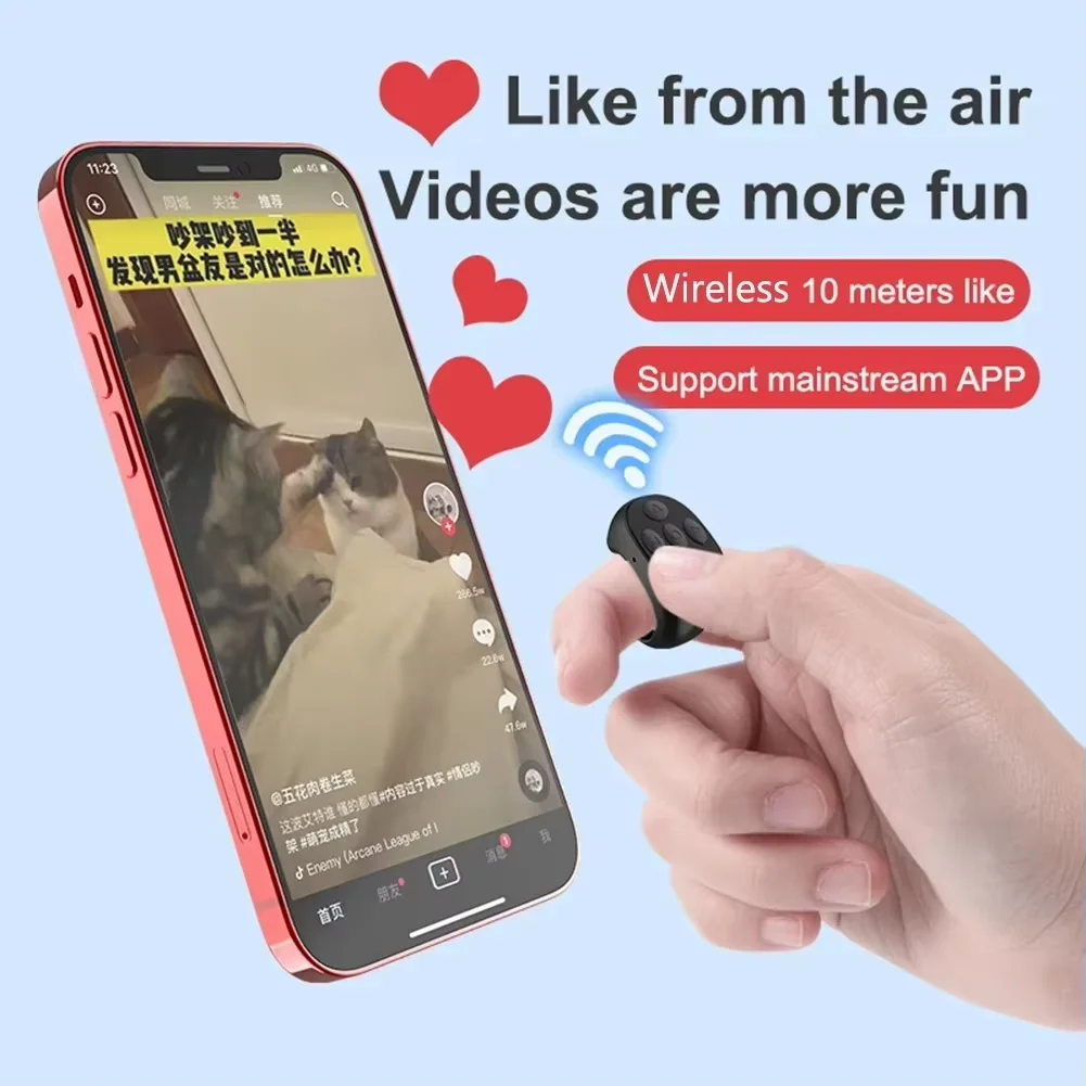 Portable Bluetooth Remote Control Self-Timer for Mobile Phone Video Shooting Short Video PageTurning Device with Selfie Function
