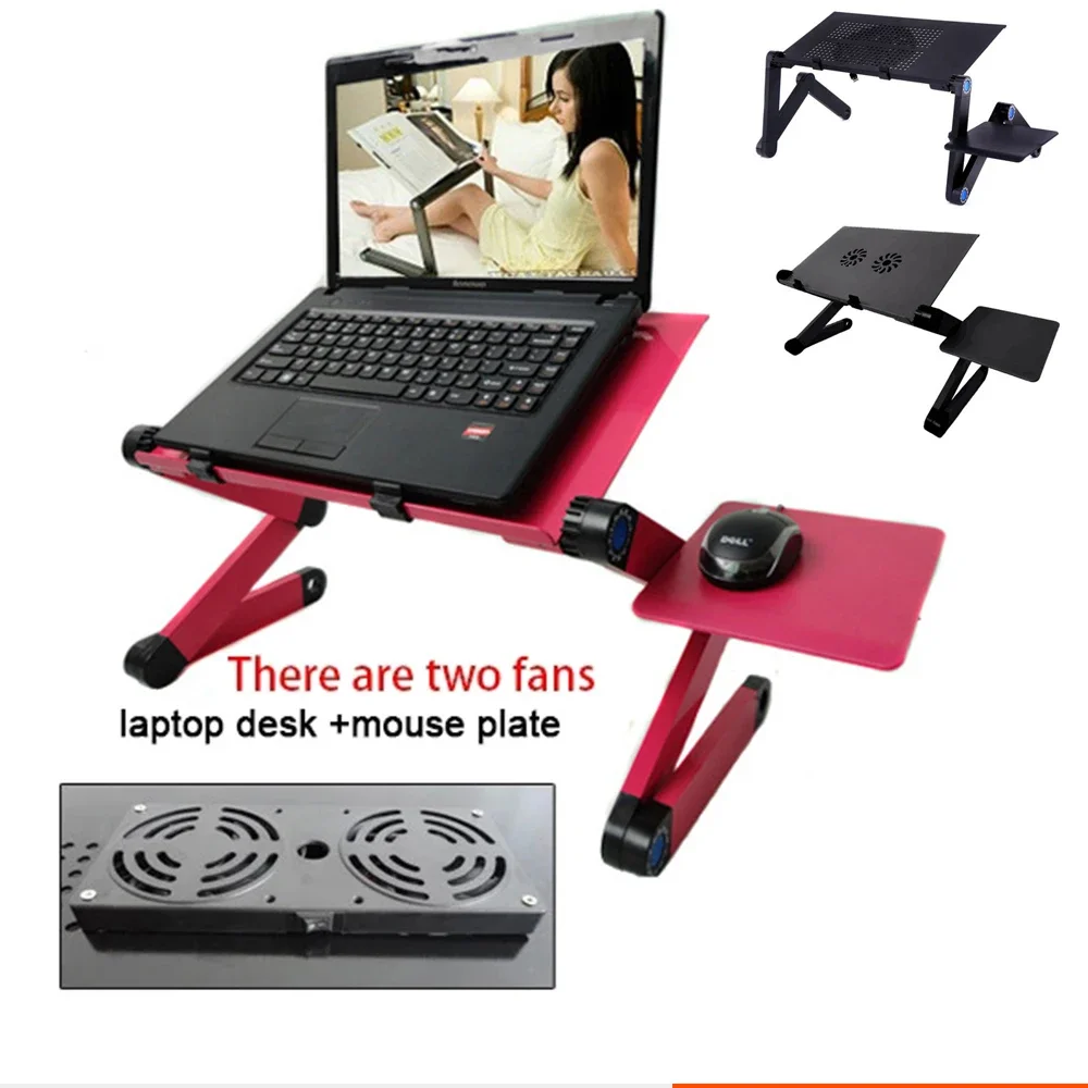 Regulowany stojak na biurko na laptopa Wentylator chłodzący Przenośne ergonomiczne biurko Lapdesk do łóżka Sofa PC Stół do notebooka Biurko z podkładką pod mysz Aluminium