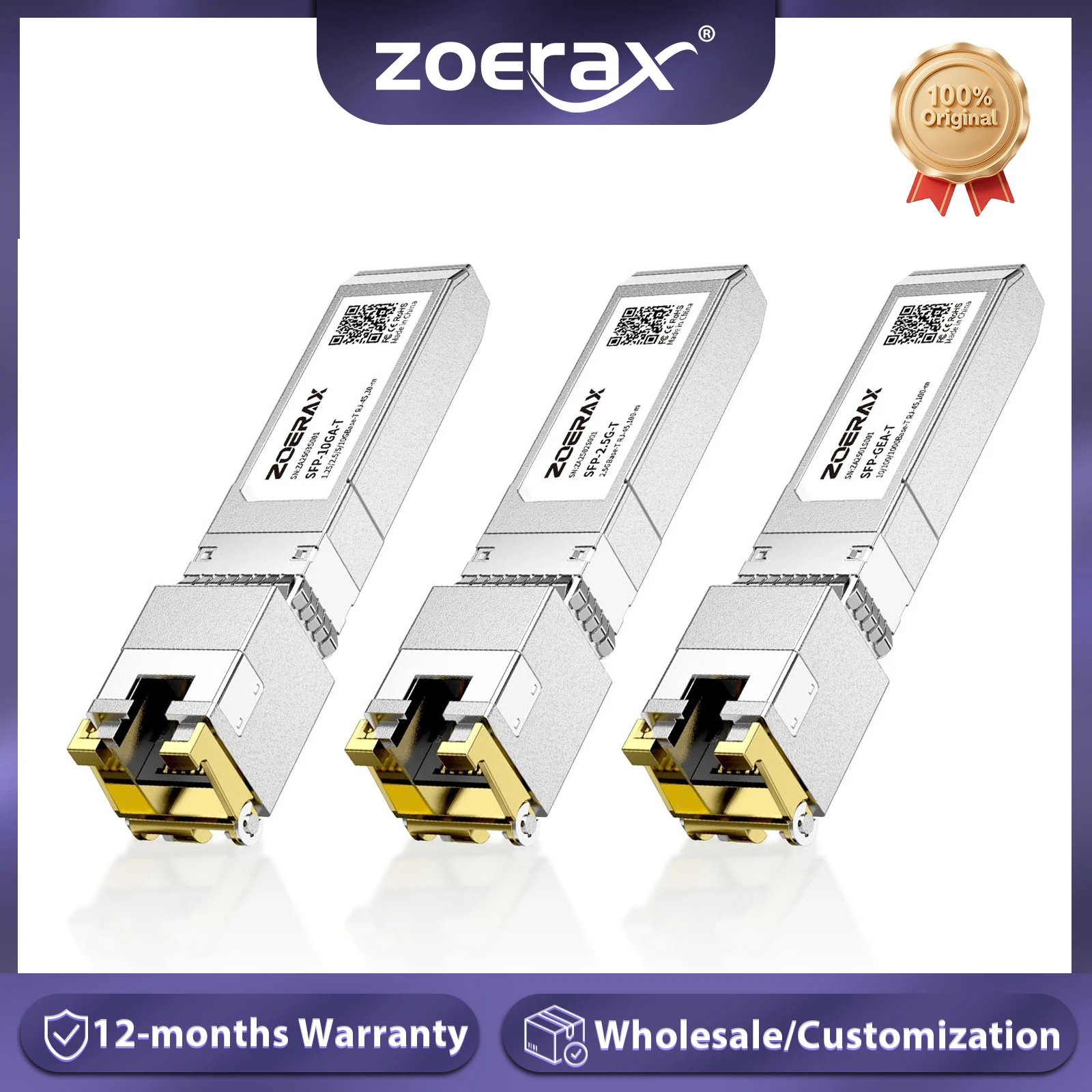 ZoeRax 10/2.5/1.25G ファイバー SFP+ RJ45 銅モジュール イーサネット トランシーバー モジュール Cisco/Mikrotik イーサネット スイッチと互換性あり