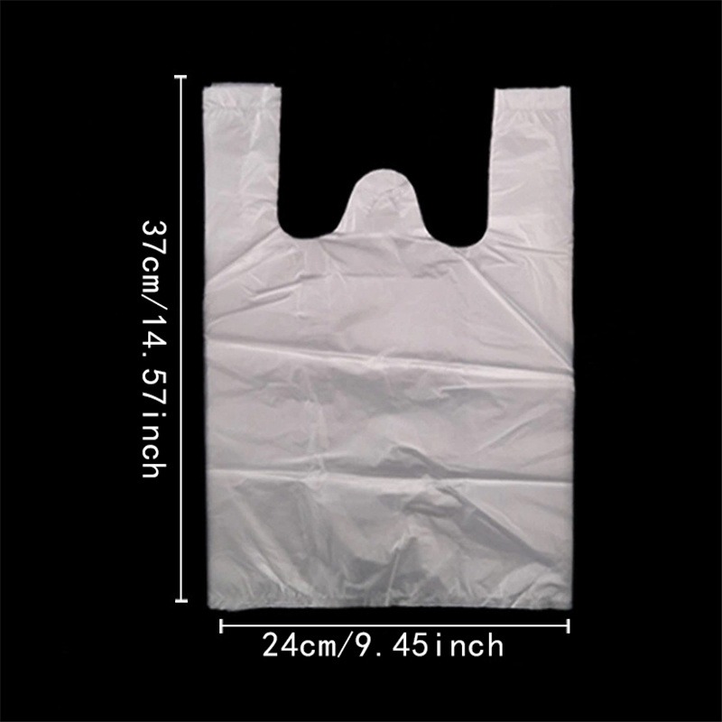 Bolsa de compras de plástico, 100 Uds., bolsa de compras transparente, bolsas de plástico para supermercado con asa, embalaje de alimentos