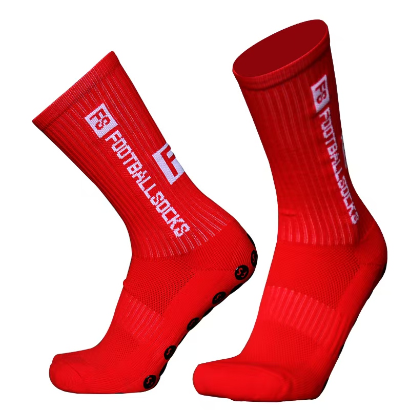 สไตล์ใหม่ FS ถุงเท้าฟุตบอลรอบซิลิโคนดูดคัพ Grip Anti SLIP ถุงเท้าฟุตบอลกีฬาผู้ชายผู้หญิงเบสบอลรักบี้ถุงเท้า