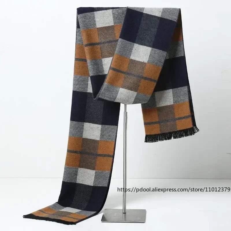 Marca de designer xadrez cachecol de caxemira masculino inverno quente cachecóis xales casual negócios longo envoltórios pashmina presente de natal para o homem