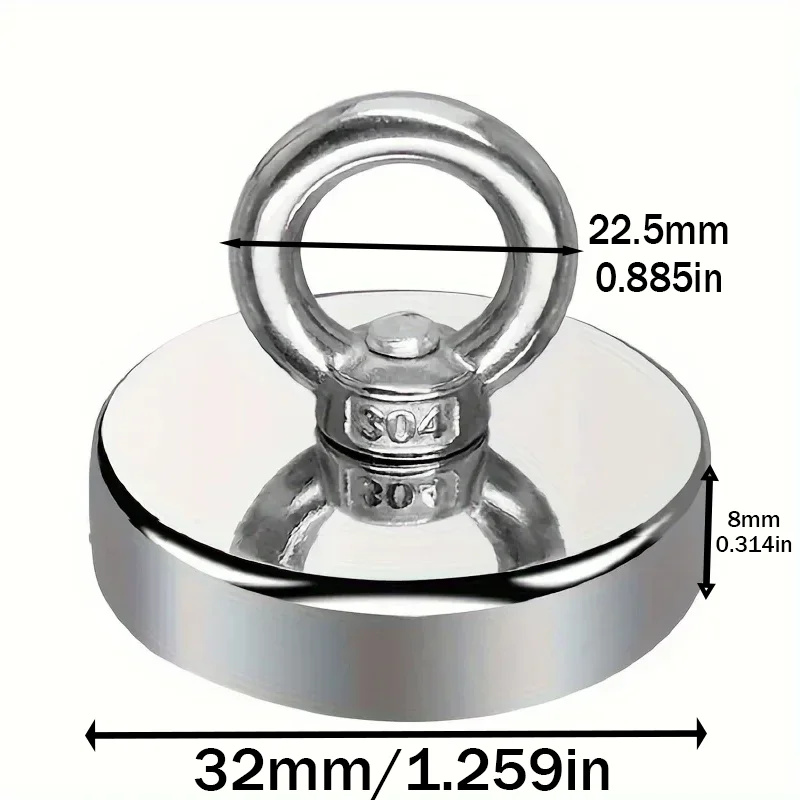 Magnete di salvataggio subacqueo resistente Anello magnetico forte per facile recupero e fissaggio.6x10/6x20mm Corda di sicurezza per arrampicata