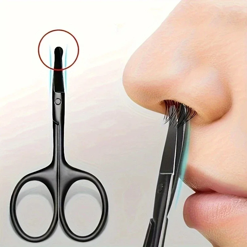 Safe Nose Hair Scissors Unisex Stainless Steel Black Round Head  (Do Not Hurt Nose)