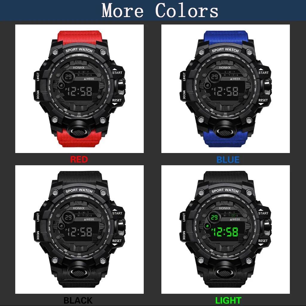 Relojes Y12 para hombre, reloj Digital LED con esfera grande, reloj deportivo multifunción para hombre, reloj despertador, cronómetro, reloj de pulsera electrónico para Fitness