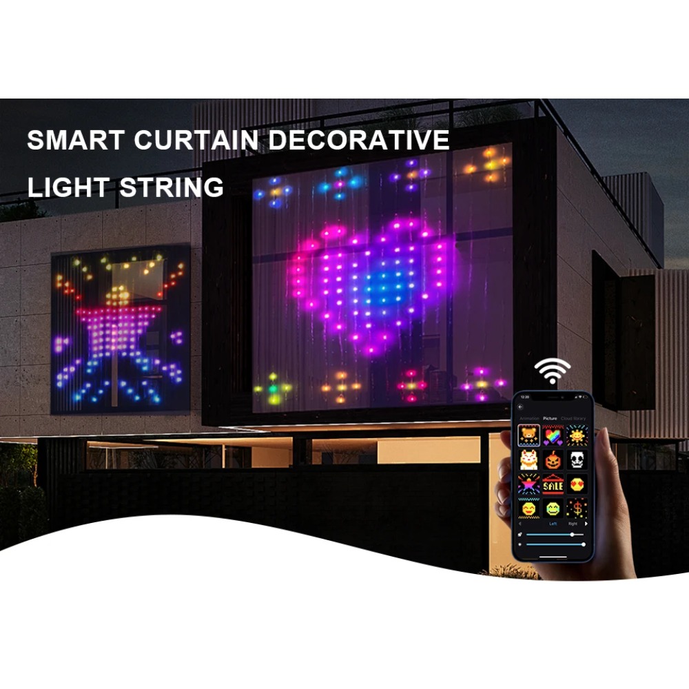 USB Led Smart Curtain Lights Bluetooth App Led String RGB Fairy Lights DIY Music Lights Party Window Curtain Bedroom Decoration