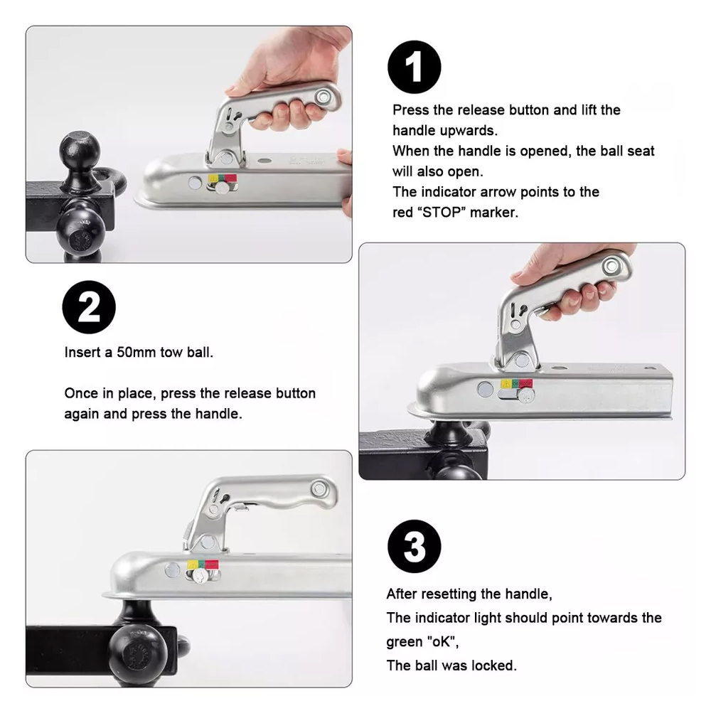 Zaczep holowniczy do przyczep 50 mm ze stali tłoczona do przyczep bez hamulca do 750 kg Zaczep holowniczy do przyczep
