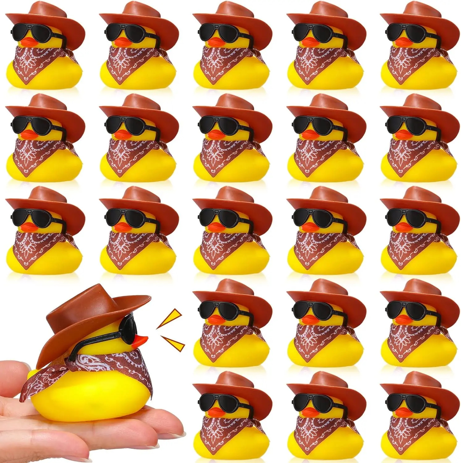 6/12/24/48 conjunto cowboy pato de borracha mini patos amarelos brinquedo de festa minúsculos patos brinquedo para o verão aniversário natação festa favor