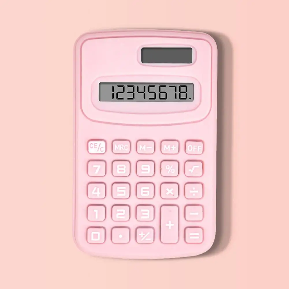 เครื่องคิดเลขพลังงานแสงอาทิตย์ขนาดเล็ก เครื่องคิดเลขพกพา น่ารัก หน้าจอ LCD เครื่องคิดเลขอิเล็กทรอนิกส์ สำหรับใช้ในบ้าน สำนักงาน โรงเรียนประถมศึกษา อุปกรณ์การสอน