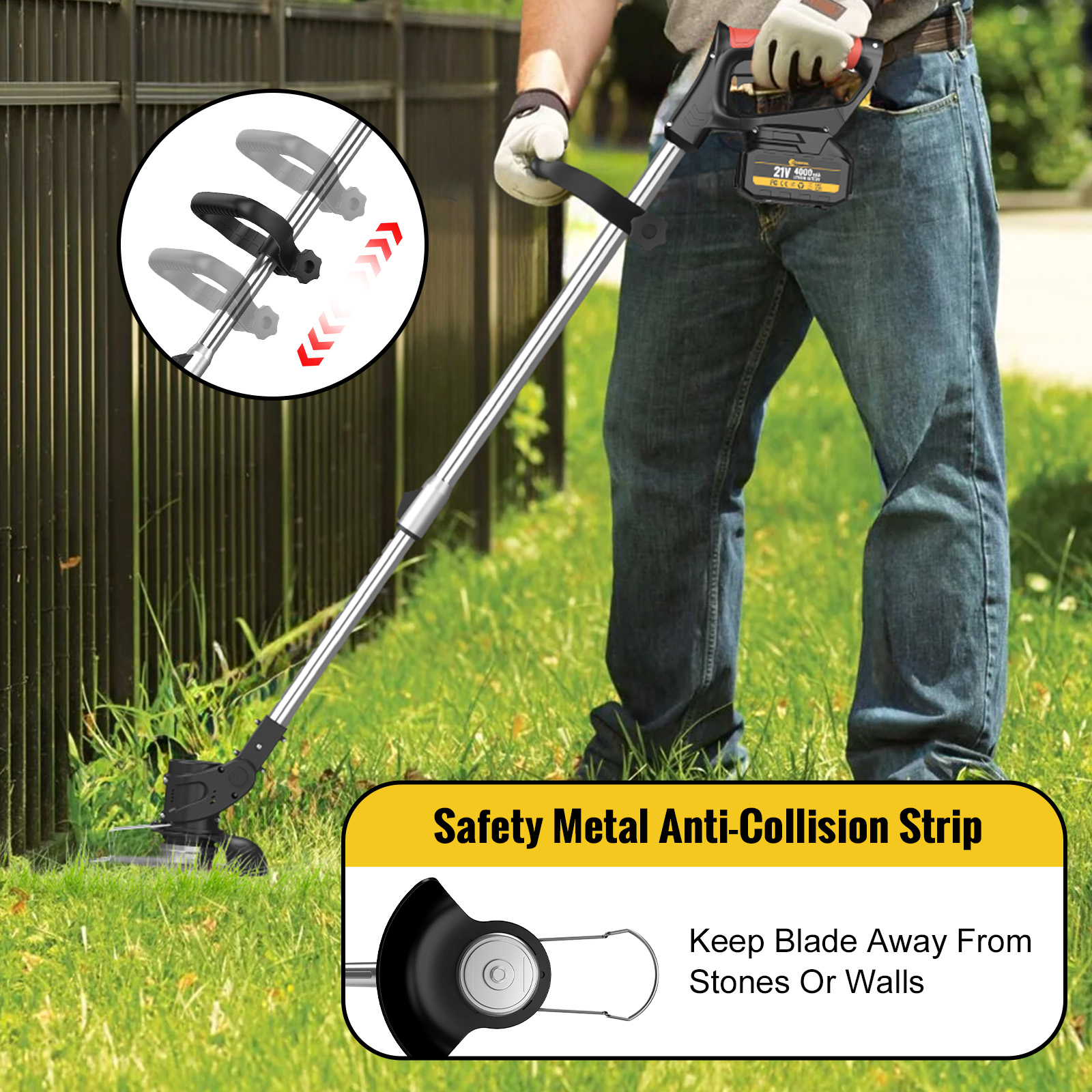 Conent ool 24V Akku-Strimmer-Rasenmäher Gartens ch neider mit 2*2000mAh Batterien und 15 Klingen, Grass ch neider