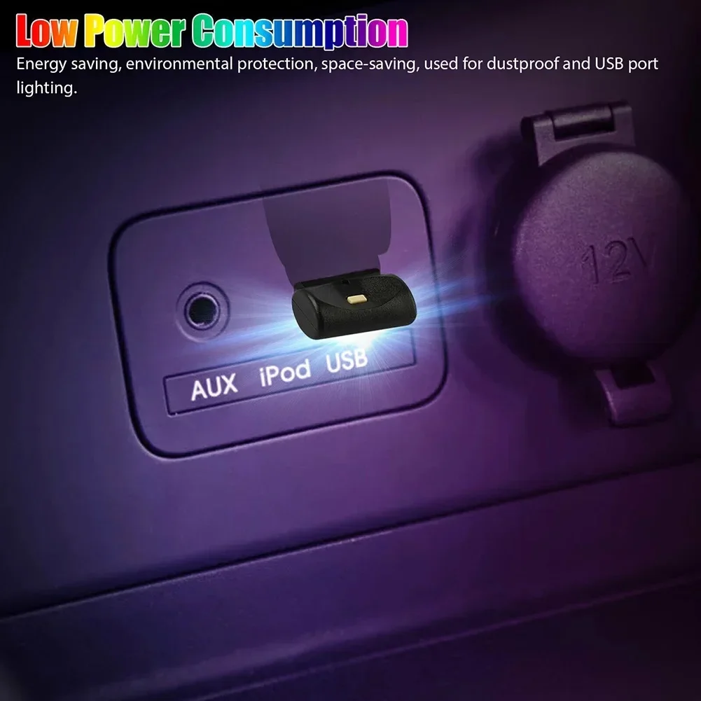 Mini USB ไฟ LED รถ Auto ภายในบรรยากาศไฟฉุกเฉิน RGB Auto สีสันโคมไฟตกแต่งอุปกรณ์เสริมรถยนต์