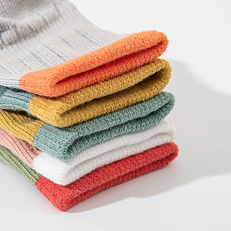 5 pares de calcetines de punto bonitos e informales, calcetines de algodón transpirables suaves y cómodos para caminar en niños pequeños, bebés y niñas