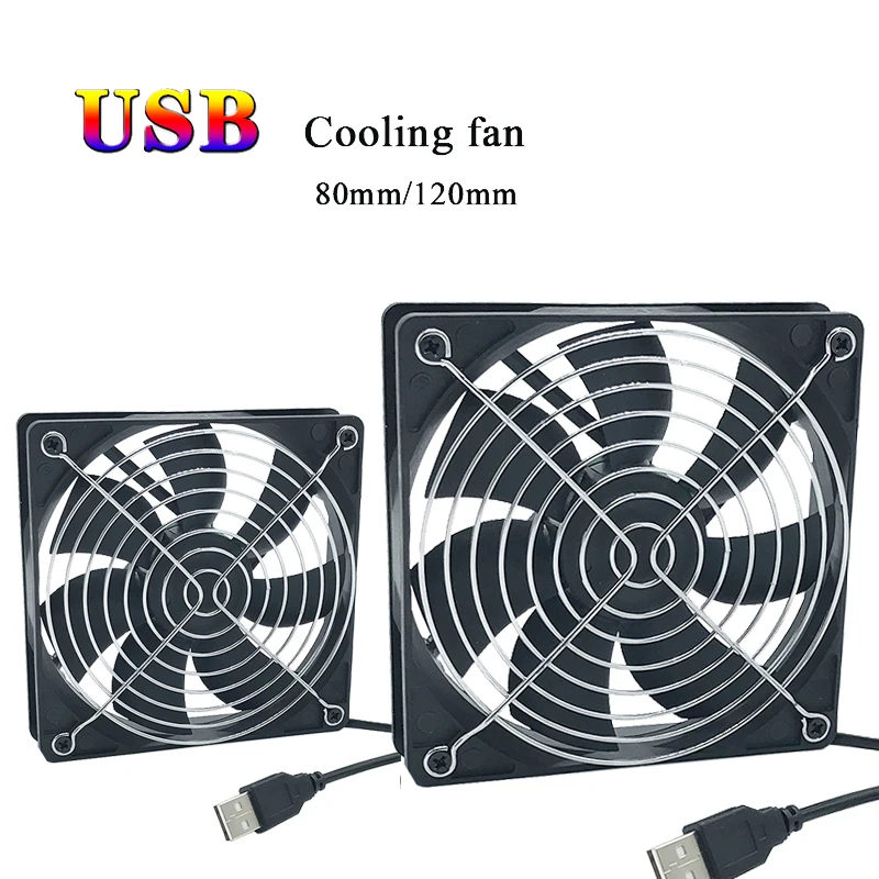 120x120x25mm 80x80x25mm 12V USB ventilador de caja de refrigeración para receptor DVR Xbox TV Box enrutador