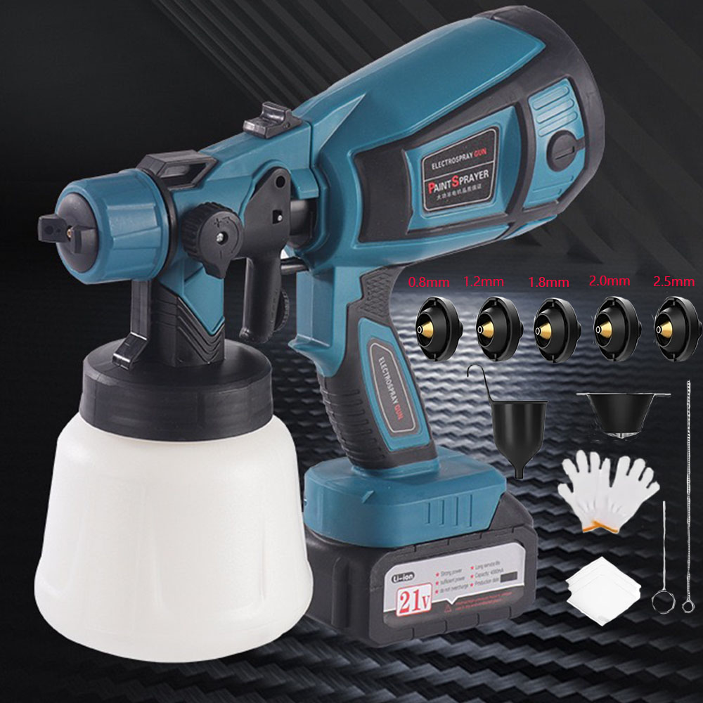 1400 ml elektrische Spritzpistole 850 W Hochleistungs-Farbspritzgerät für Zuhause, DIY, EU-Stecker, Auto-Möbel, Stahlbeschichtung, Airbrush mit 5 Düsen