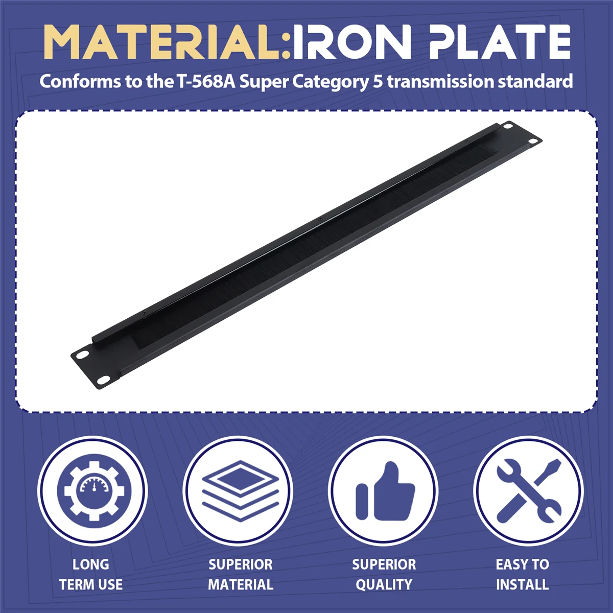 Newest 1Pcs 1U 19Inch RACK MOUNT Blanking Plate Rack Mounting Blank Network Brush Panel Server Cabinet Cable Management