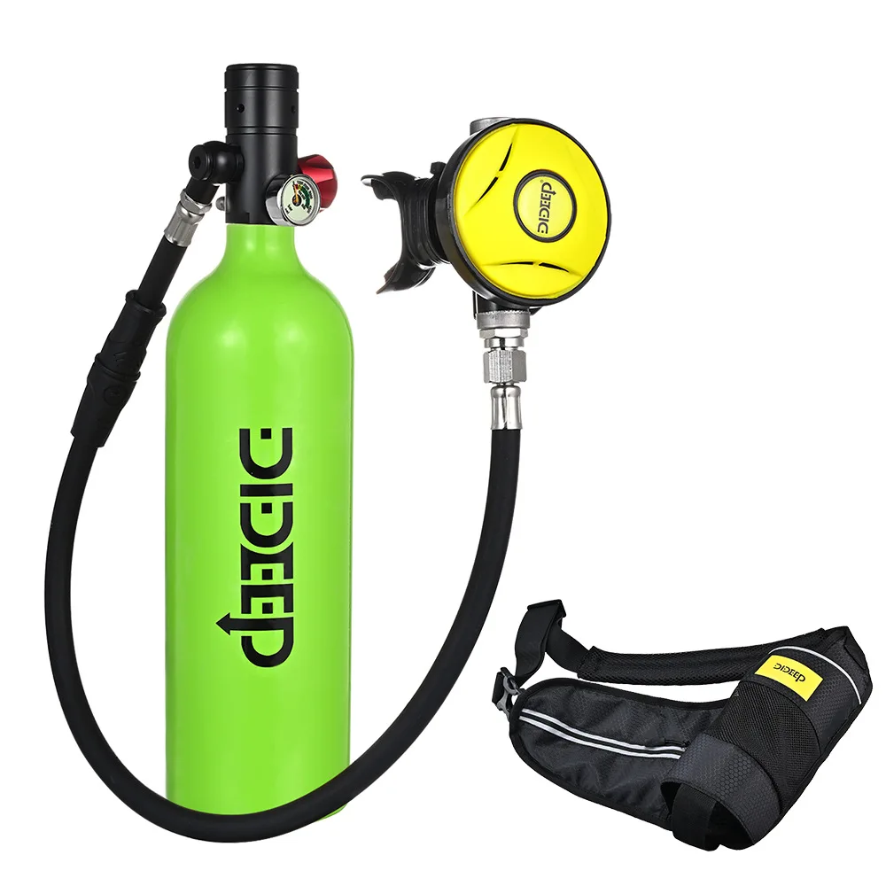 DIDEEP X4000 1l tangki oksigen menyelam Scuba, Set tangki oksigen udara Selam Bawah Air silinder dengan adaptor & peralatan tas penyimpanan