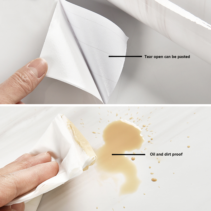 ฟิล์มไวนิล Self Adhesive หินอ่อนสำหรับห้องน้ำห้องครัวตู้เคาน์เตอร์กระดาษ PVC สติ๊กเกอร์ติดผนังกันน้ำ