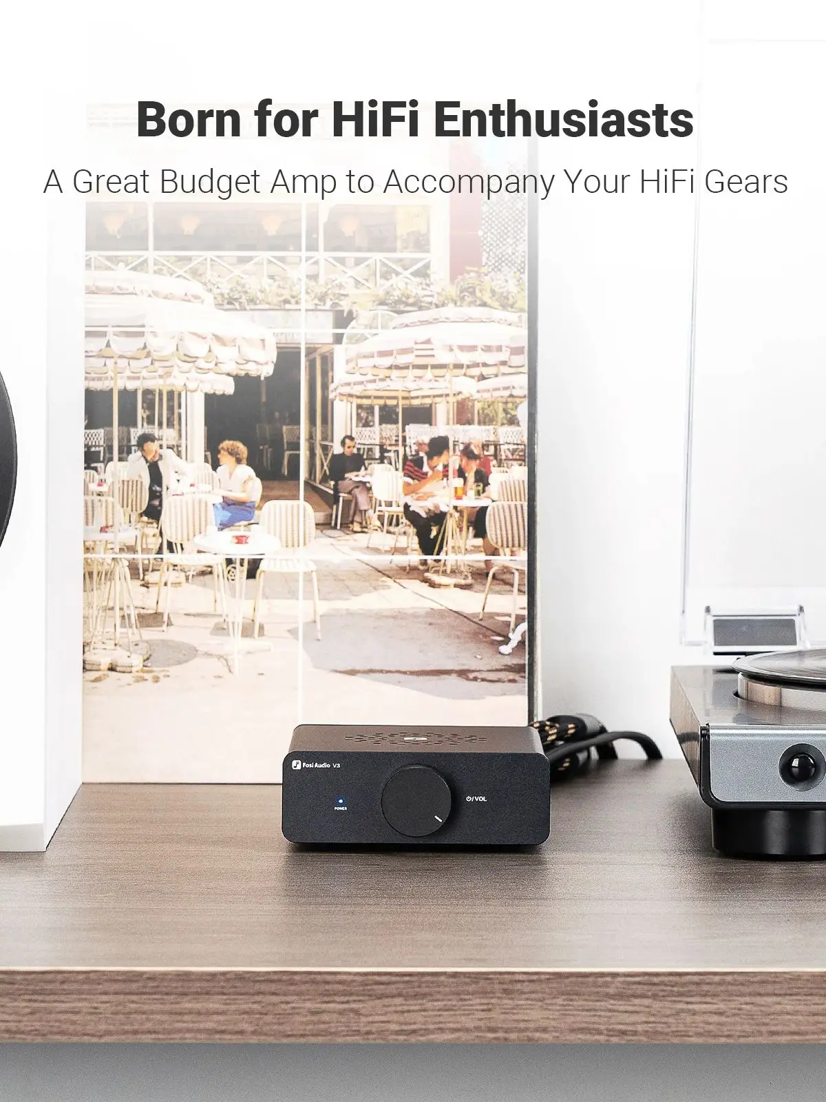 Fosi amplificador de potência estéreo de áudio 300w x2 tpa3255 classe d mini alto-falante amplificador de áudio de 2 canais para estante passiva