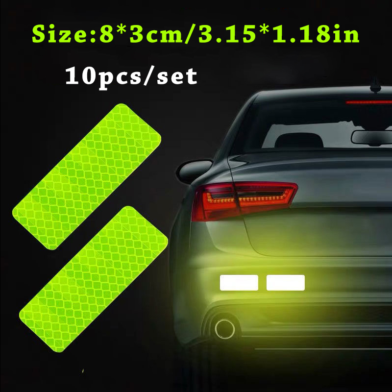 10 teile/satz Auto Stoßstange Reflektierende Sicherheit Streifen Aufkleber Auto Reflektierende Aufkleber Reflektierende Warnung Sicherheit Band