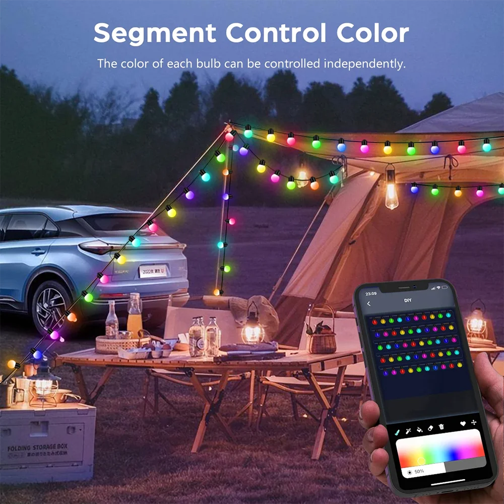 Stringa di luci a LED USB DC5V Colore sognante RGB IC LED Luce a sfera rotonda Luce natalizia per feste di compleanno