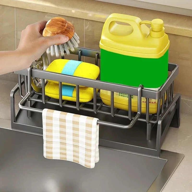 Multifunctional Sponge Rack Drainer Kitchen Shelf Sink Rag Dishwashing Detergent Dishcloth Organiser Kitchen Storage Racks
