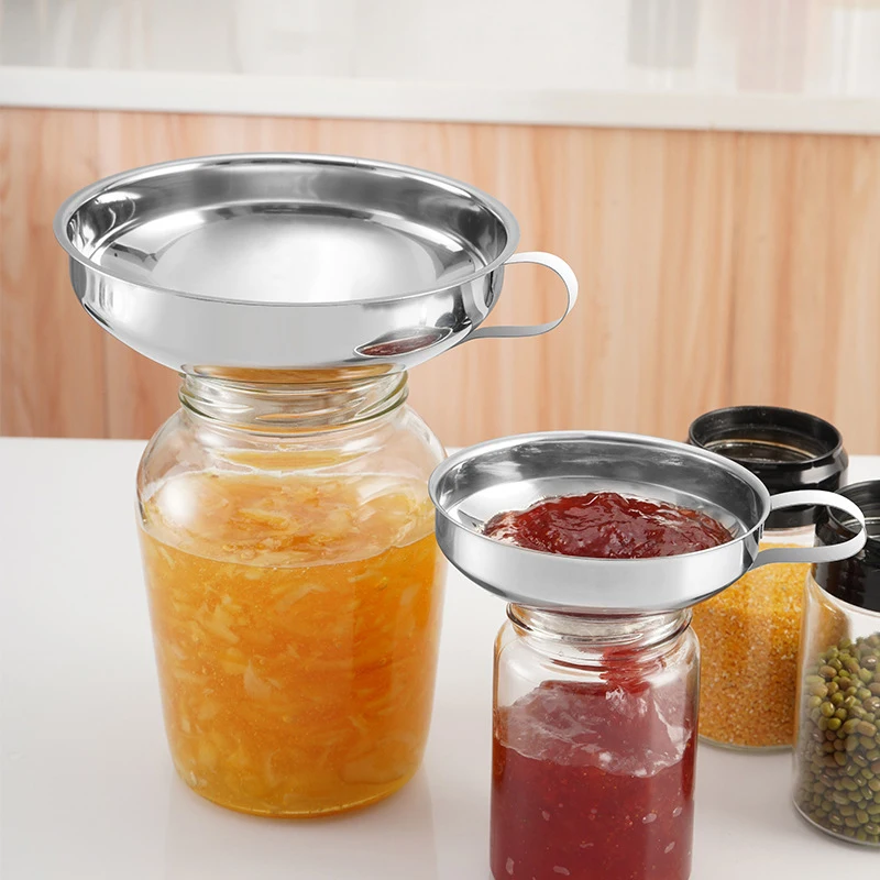 Rất Phổ Biến 2 Kích Thước Thép Không Gỉ Miệng Rộng Đồ Hộp Phễu Trộn Salad Lỏng Phễu Phễu Lọc Dụng Cụ Nhà Bếp Tiện Ích