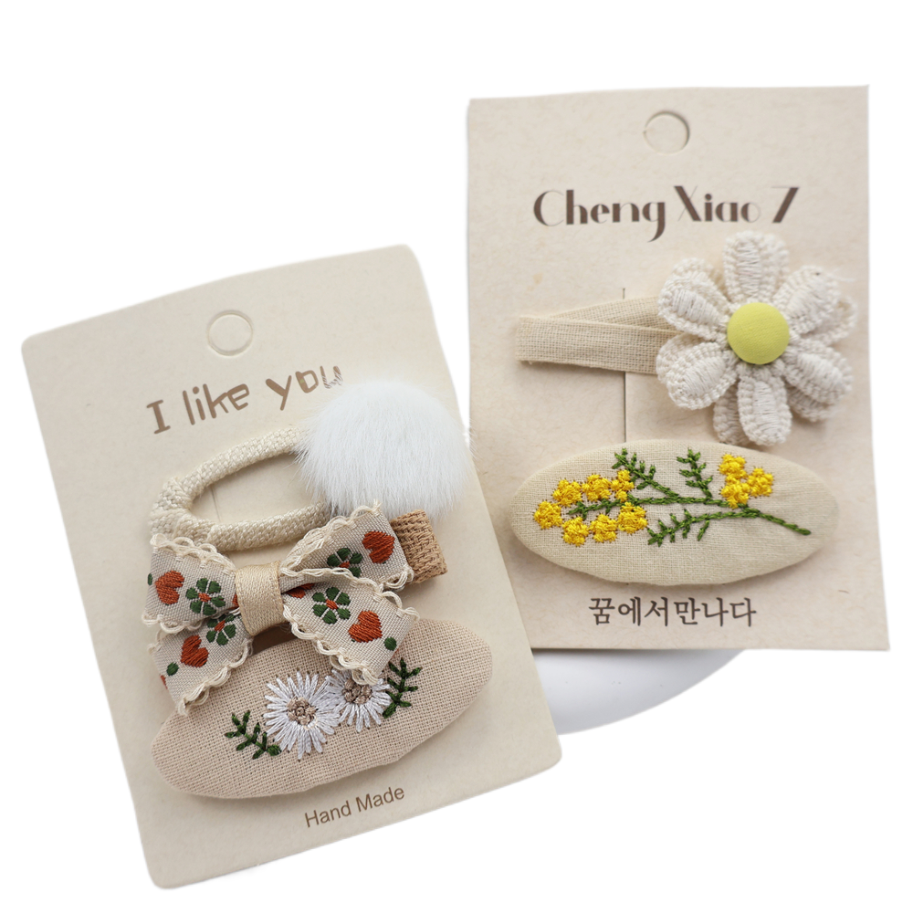 2PCS/Set Baby Hair Pin Lace Floral Hair Clips for Girls Daisy Embroidery Flower Hairpins Barrettes Korean Kids Hair Accessories
