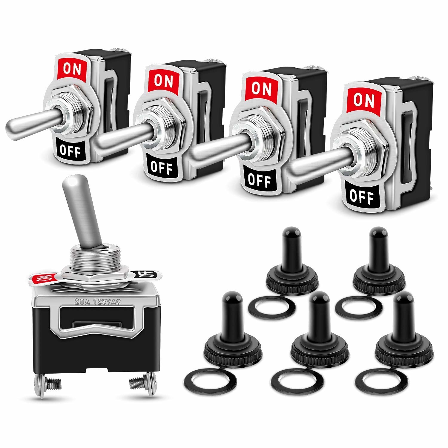 5 Stuks Zware Auto Boot Rocker Tuimelschakelaar 250V 2Pin Spst AAN/UIT Tuimelschakelaars Met waterdichte Boot Spst Tuimelschakelaar