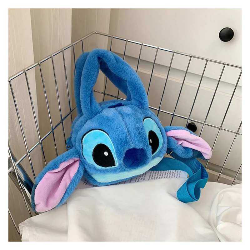 Borsa a tracolla in morbido peluche Disney Stitch Borsa a tracolla stile coreano carino con tracolla regolabile Kawaii Anime Regalo di medie dimensioni per le donne