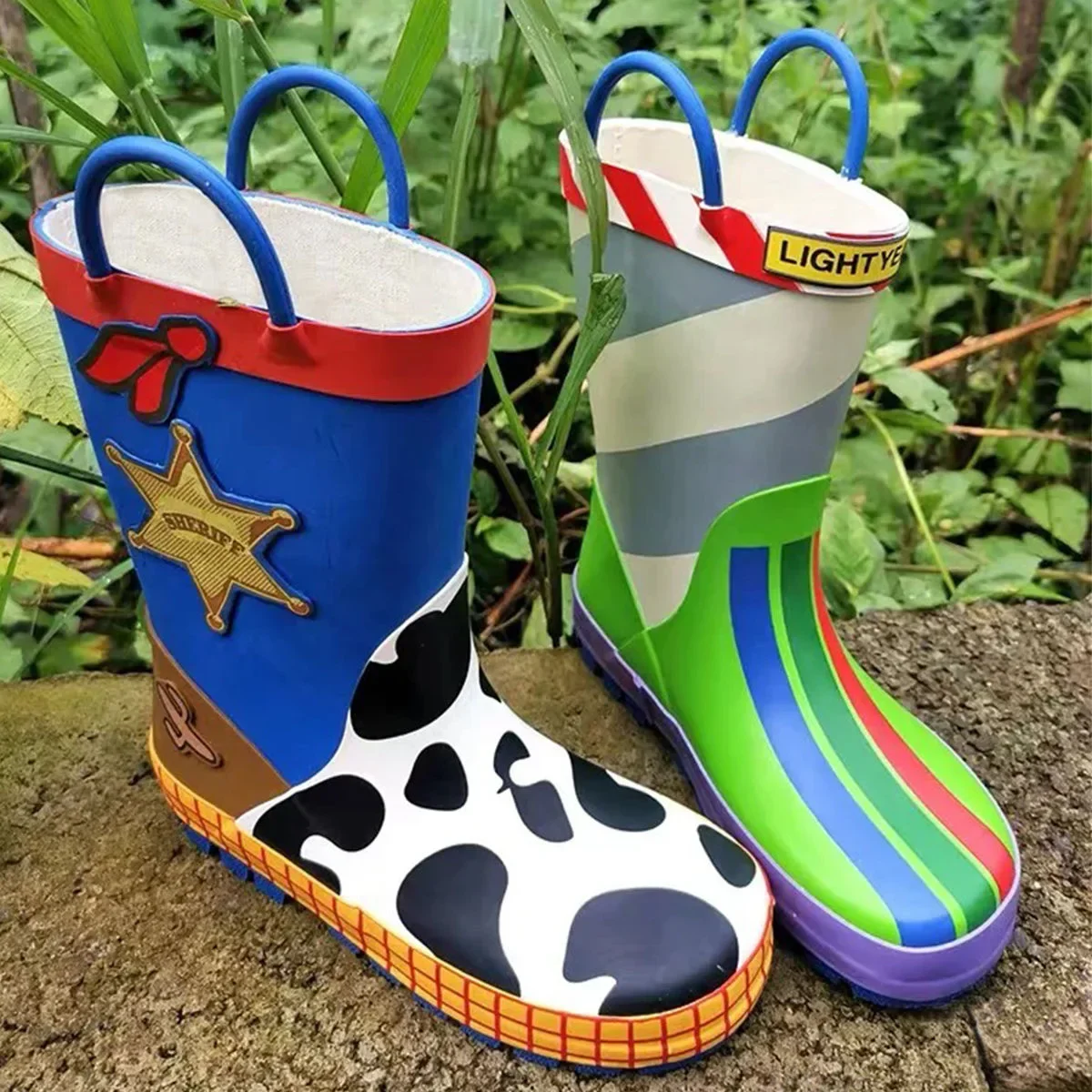 Disney dos desenhos animados crianças toy story botas de chuva estudante botas de chuva sapatos de moda infantil antiderrapante sapatos curtos