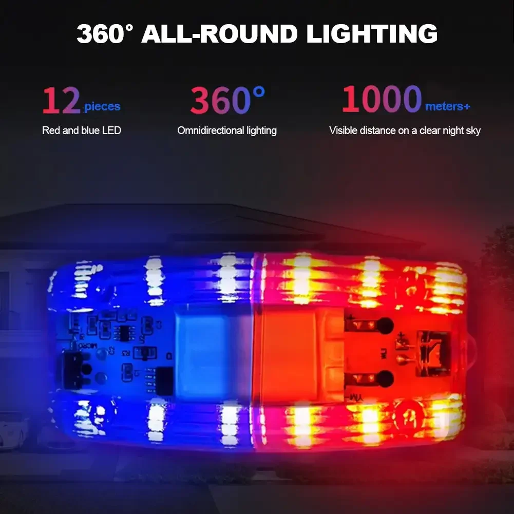 Police Light LED Red Blue Shoulder Lamp Caution Emergency Warning Safety Lights USB Rechargeable with Clip White Lighting Torch