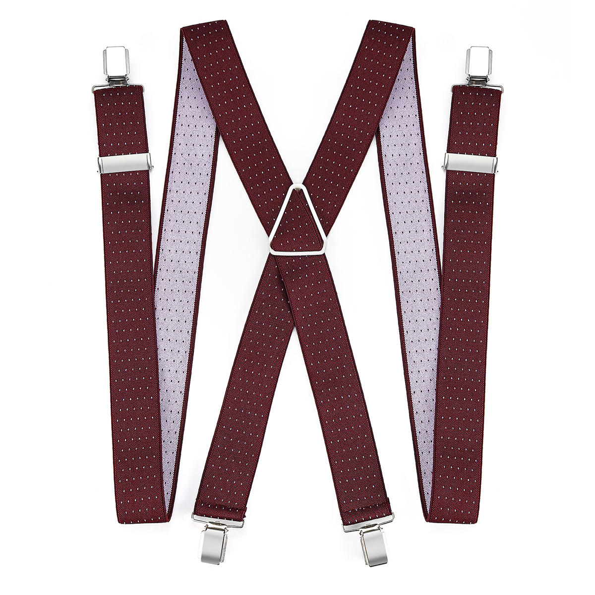 Pantalones de hombre con cuatro clips y tirantes elásticos británicos con flores y puntos