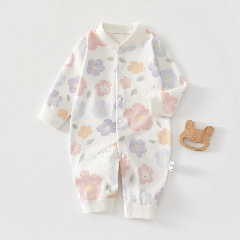 AYNIGIELL Primavera y otoño Monos para bebés de 0 a 12 meses, ropa de manga larga 100% algodón, peleles suaves para recién nacidos para niñas y niños.