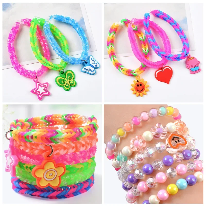 ใหม่ 600 ชิ้นเรืองแสงเรืองแสงสร้อยข้อมืออุปกรณ์ DIY ยาง Loom Bands นาฬิกาข้อมือสร้อยคอสําหรับสาวปาร์ตี้อุปกรณ์ของเล่นเด็ก