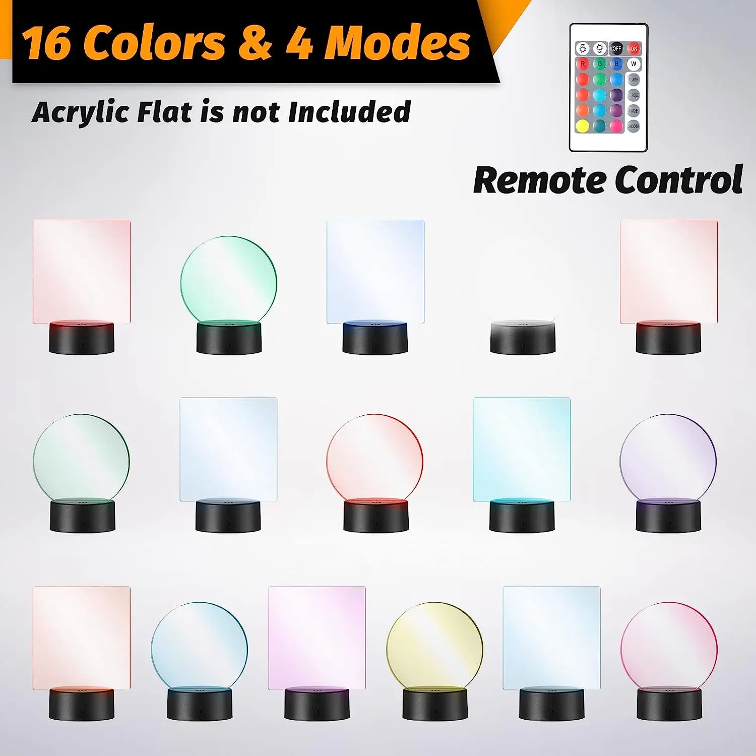 2/4/6/8/10/12 pçs base de lâmpada led mesa 3d base de luz noturna com controle remoto e cabo usb 16 cores suporte de luz atacado