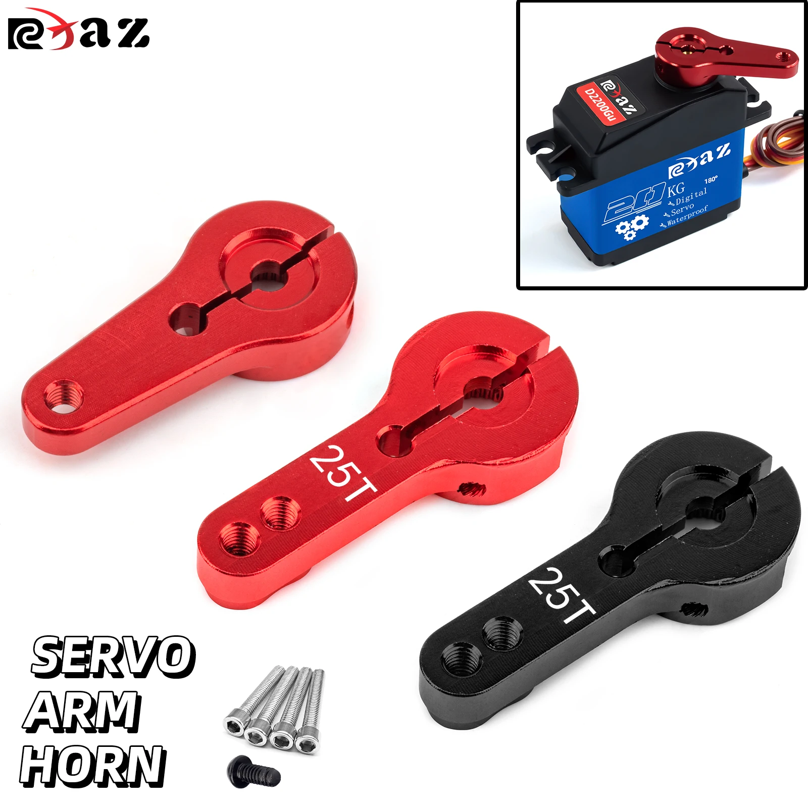 RCXAZ 25T M3 Metal 35mm RC Servo Arm Horn for Futaba Savox Xcore HL HSP HD Power MG995 MG996R E9001 AXIAL SCX10 WPL C24 D90 D91