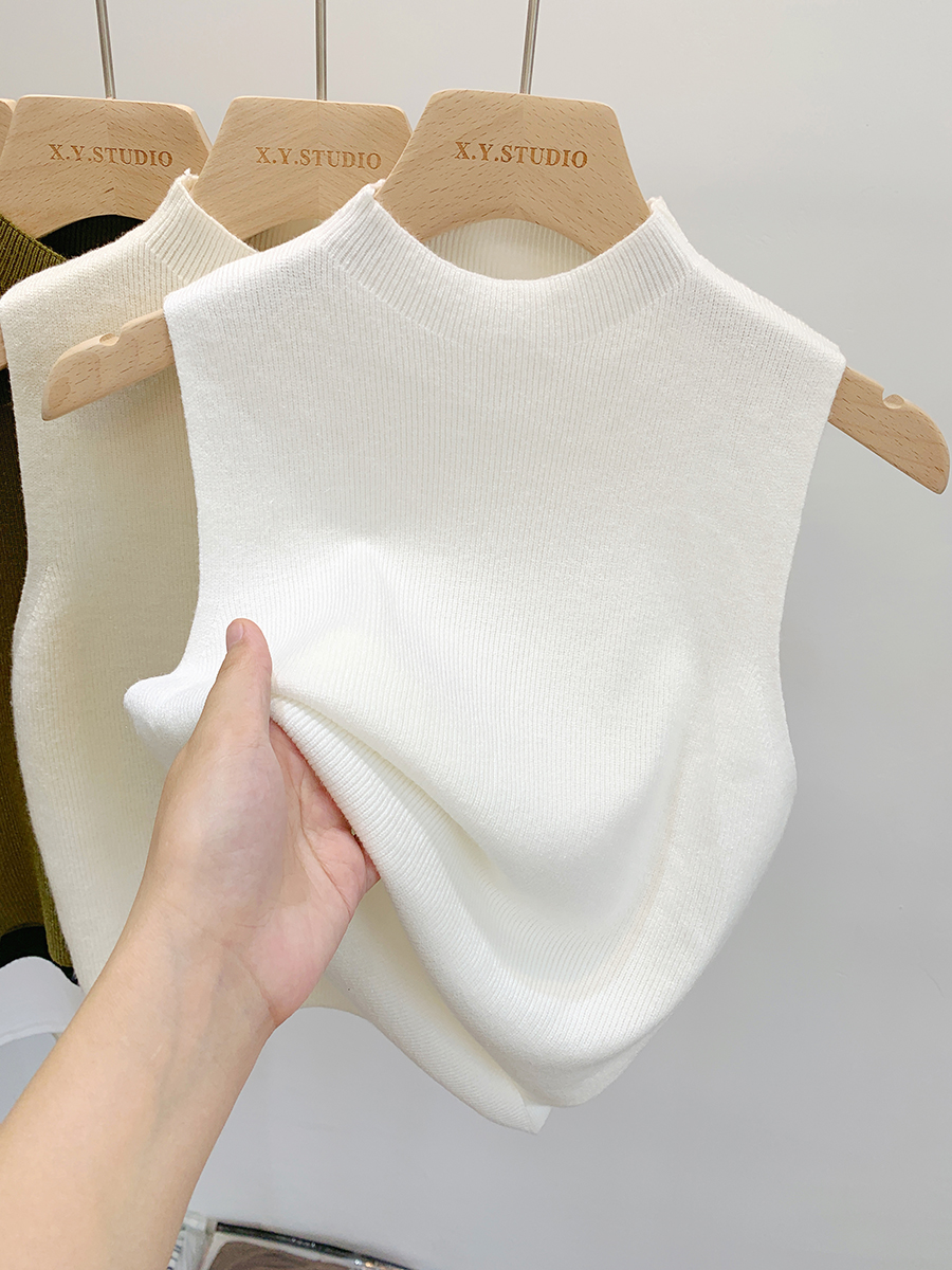 Dames gebreide tanktop zomer herfst slanke trui korte mouwloze effen lente herfst truien truien 2025