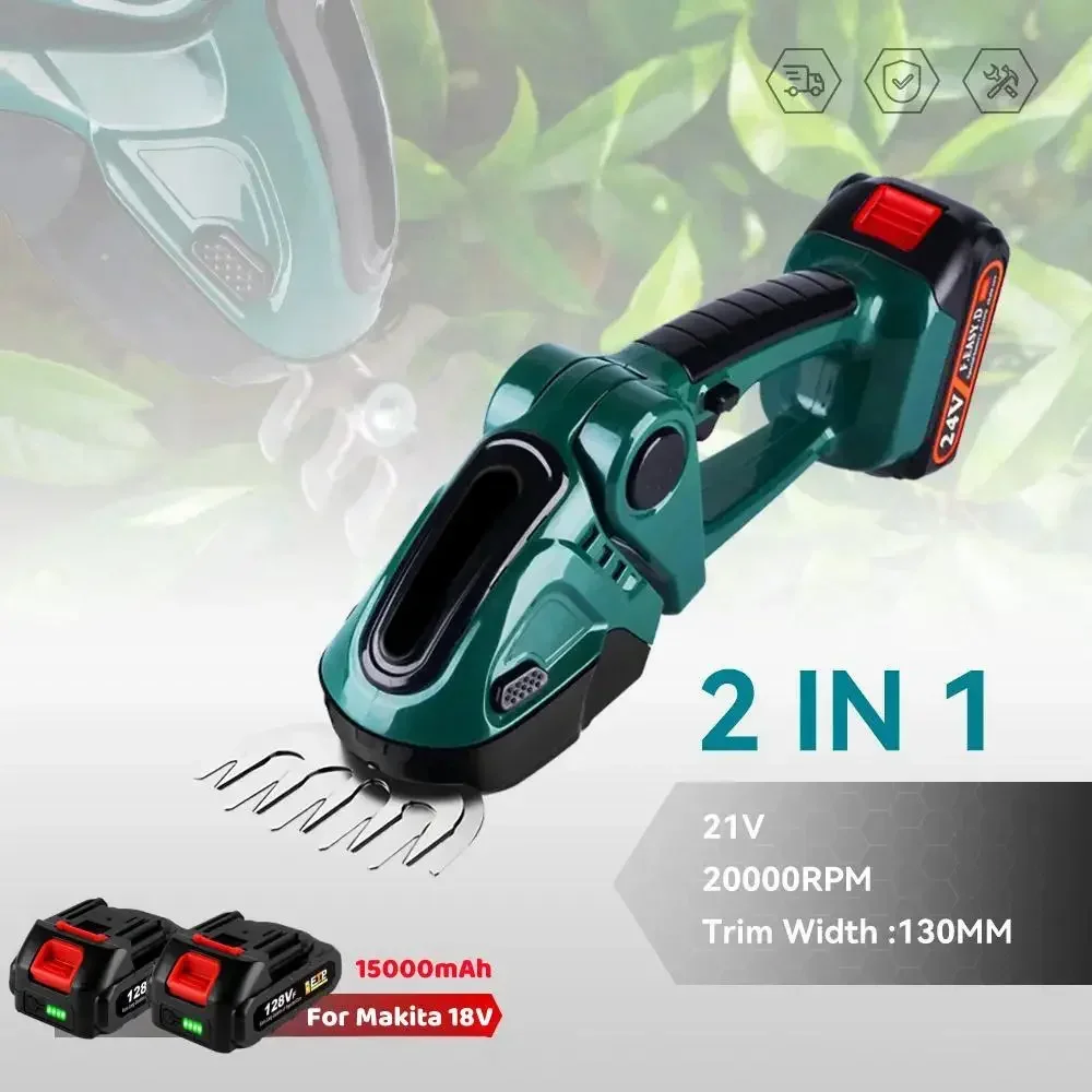 Brushed Garden Bush Scissors Grass Scissors Power Tool 21V 2-IN-1 Electric Hedge Trimmer 20000rpm Household Lawn Mower