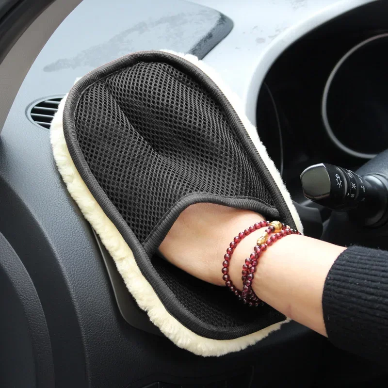 Guantes de lana de imitación para lavado de coches, guantes de limpieza de coche de felpa gruesa, pulido y encerado, productos de limpieza de coche, paño de limpieza, 1 Uds.