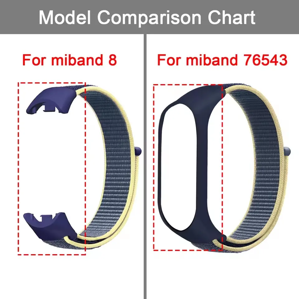 Xiaomi Mi Band 9 8 스트랩 용 나일론 루프 NFC SmartWatch 손목 밴드 Correa 교체 스포츠 펄스 라 Miband 7 6 5 4 3 팔찌