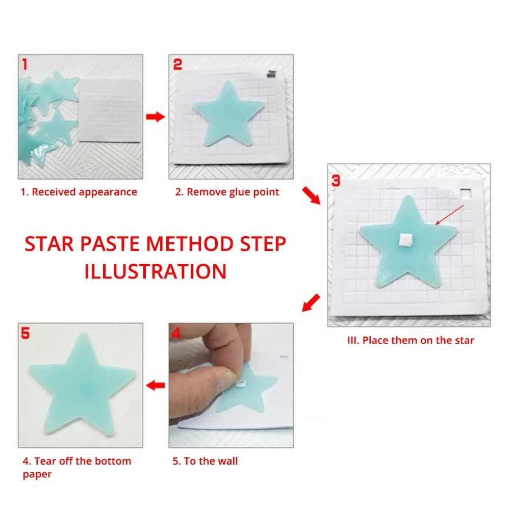 50x estrelas 3d brilhantes que brilham no escuro na parede adesivos crianças quarto do bebê quartos tetos decoração de casa pentagrama fluorescente papel de parede