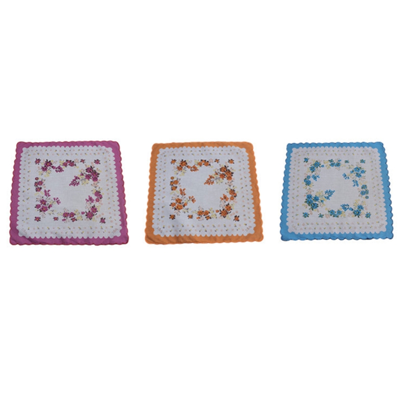 3 lenços vintage algodão com estampa floral sortida, lenços para mulheres, bolso quadrado, para damas honra, noivas