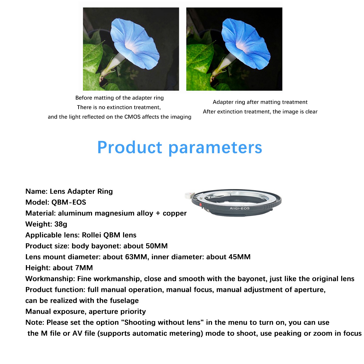 Anel adaptador de lente AA91 QBM-EOS para lente ROLLEI Rollei QBM para Canon EOS EF