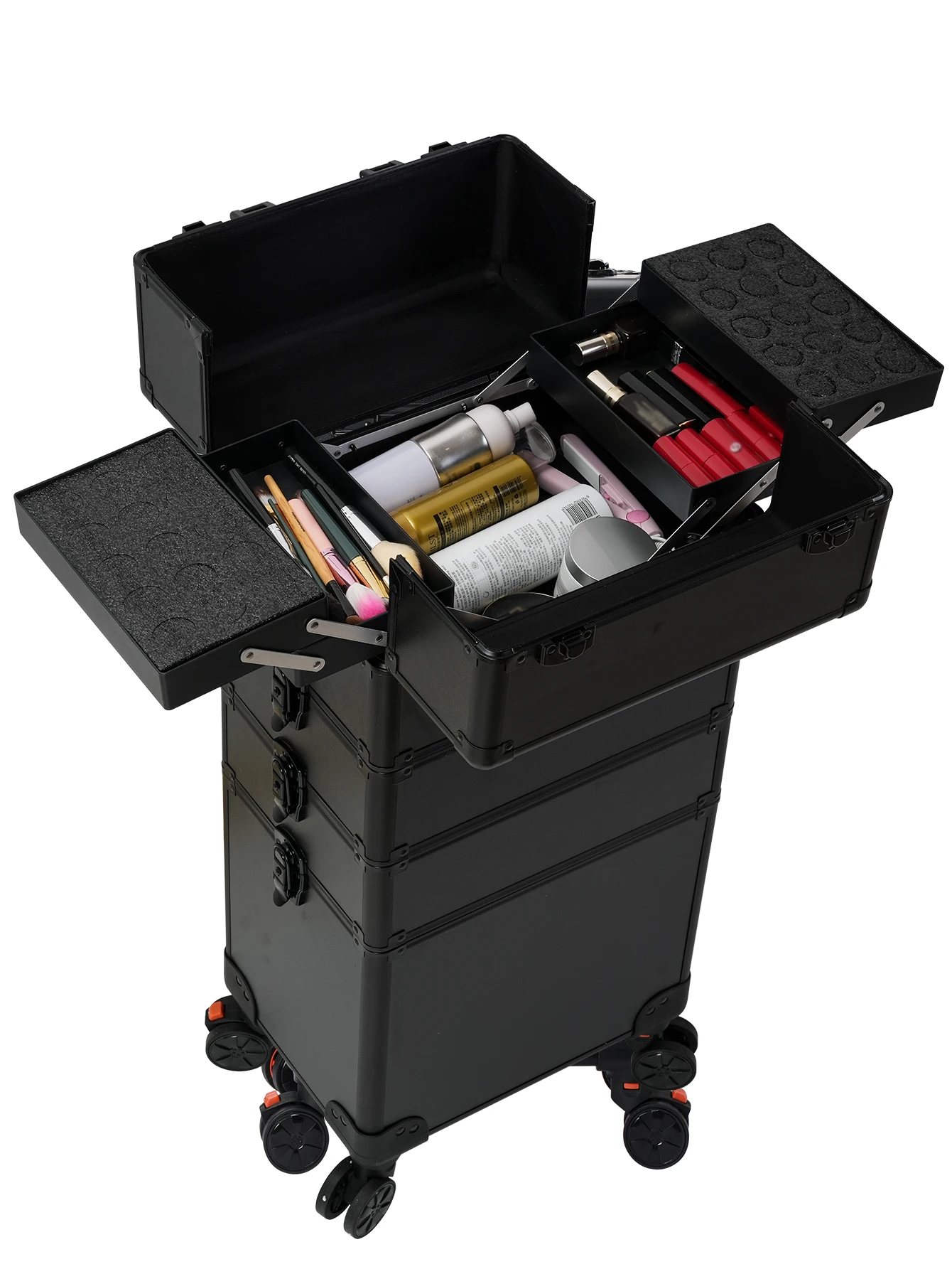 4 in 1 Eitelkeit Make-up Schönheit Kosmetik Fall Schönheit Nagel Friseur Trolley Fall große Kapazität Trolley Make-up-Box