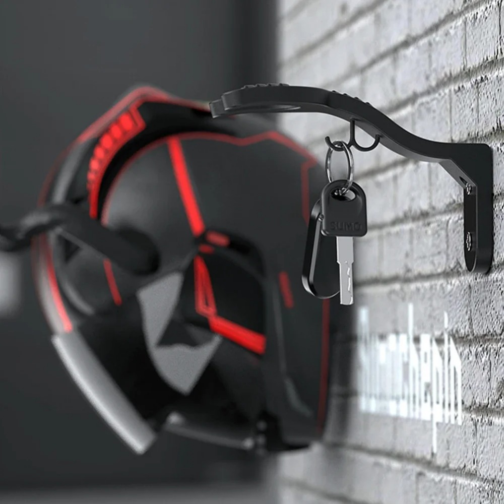 Kitchen Cabinet Shelf Wall Mount Hooks Motorcycle Helmet Hook Racks Helmet Display Hanger Stand Wall-Mounted Storage Holder