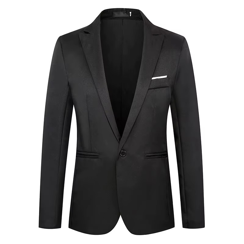 Blazer de manga comprida monocromática Slim Fit masculino, jaqueta de luxo, terno casual, negócio, marca de moda, nova chegada