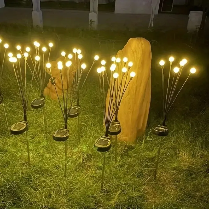 Lampada da giardino solare a 10 luci, lampada da giardino FireflyGround a LED alimentata dal vento, lampada da festival per la decorazione del Ramadan da giardino
